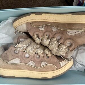 Lanvin Tan and Cream Sneakers